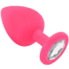 Plug Anal de Silicone com Pedra de Cristal  - Tamanho P