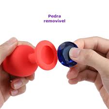 Plug Anal de Silicone com Pedra de Cristal  - Tamanho P